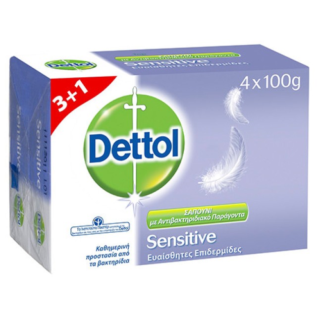 DETTOL SOAP SENSITIVE  ΕΥΑΙΣΘΗΤΕΣ ΕΠΙΔΕΡΜΙΔΕΣ 100GR 3+1