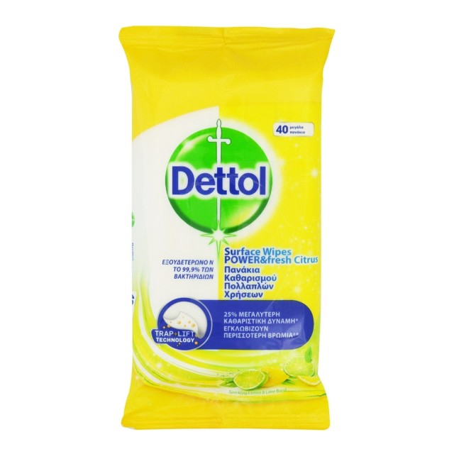 DETTOL SURFACE WIPES CITRUS 40S