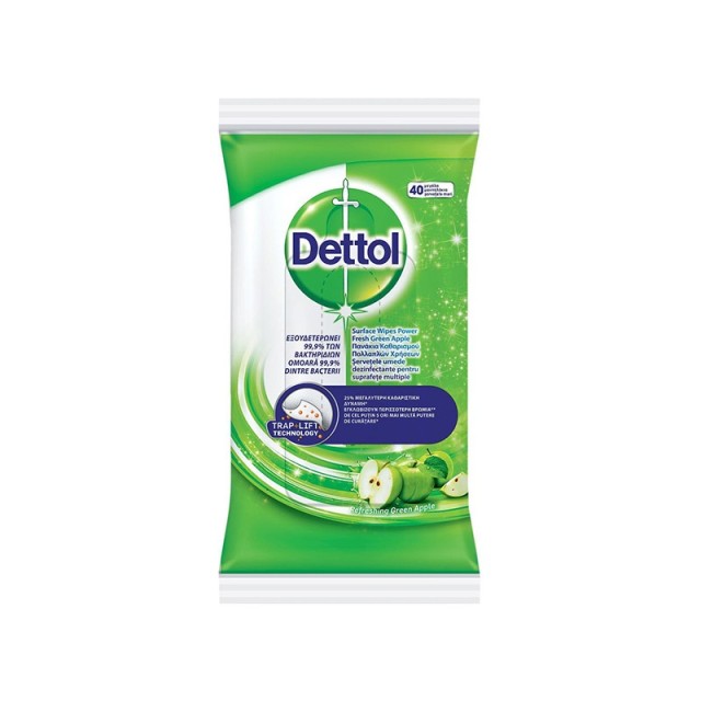 DETTOL SURFACE WIPES GREEN APPLE 40S