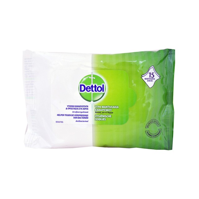 DETTOL WIPES *15 ΥΓΡΑ ΜΑΝΤΗΛΑΚΙΑ