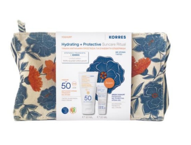 KORRES ΑΝΤΗΛΙΑΚΟ ΤΣΑΝΤΑΚΙ FACE CREAM YOGHURT TINTED SF50 50ml & NOURISHING CREAM-GEL YOGHURT 20ML