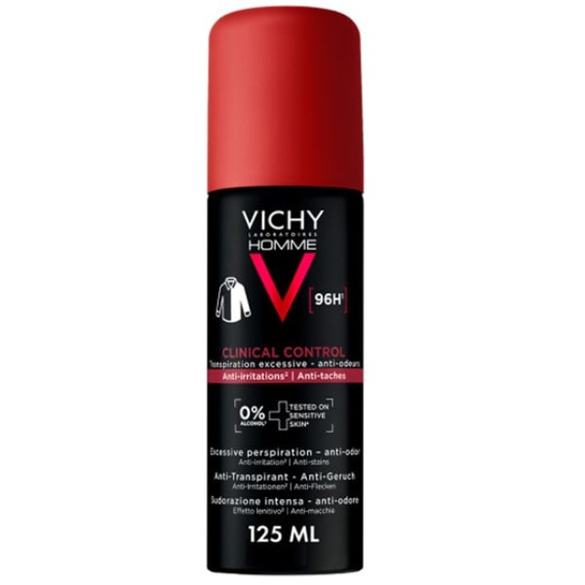 VICHY HOMME CLINICAL CONTROL 0% ALCOHOL ΑΠΟΣΜΗΤΙΚΟ SPRAY 125mL
