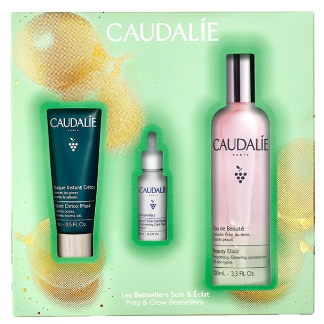 CAUDALIE BEAUTY ELIXIR 100ML & GIFT INSTANT DETOX MASK 15ML+VINOPERFECT SERUM 10ML Xmas 2024