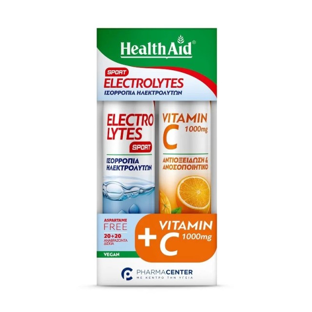 HEALTH AID PROMO ELECTROLYTES SPORT 20 ΑΝΑΒΡΑΖΟΝΤΑ ΔΙΣΚΙΑ & ΔΩΡΟ VIT C 1000MG 20TABS