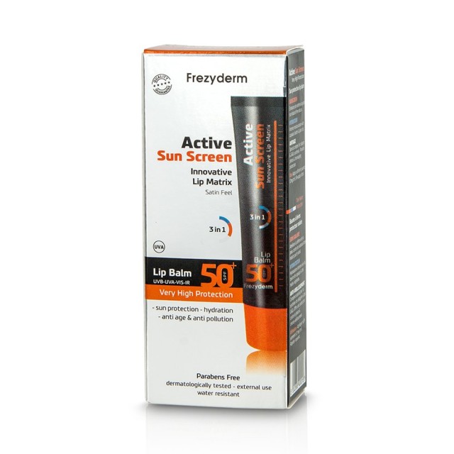 FREZYDERM ΑΝΤΗΛΙΑΚΟ ACTIVE SUN SCREEN LIP BALM Spf 50+ 15ML