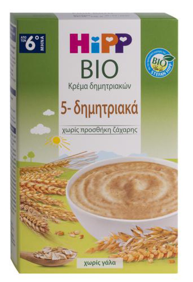 HIPP ΚΡΕΜΑ 5 ΔΗΜΗΤΡΙΑΚΩΝ ΧΩΡΙΣ ΓΑΛΑ 6ο ΜΗΝΑ 200GR