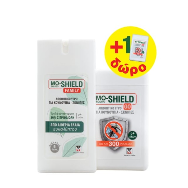 MO-SHIELD ΑΠΩΘΗΤΙΚΟ ΥΓΡΟ ΓΙΑ ΚΟΥΝΟΥΠΙΑ & ΣΚΝΙΠΕΣ FAMILY + 1 MO-SHIELD GO 17ML ΔΩΡΟ  