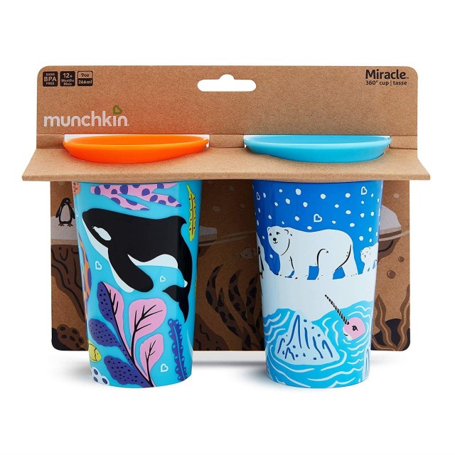 MUNCHKIN 2 MIRACLE SIPPY CUPS 266ML - POLAR&ORCA