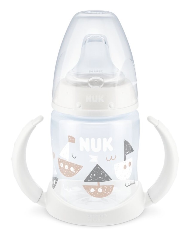 NUK ΜΠΙΜΠΕΡΟ ΕΚΠΑΙΔΕΥΤΙΚΟ ΠΛΑΣΤΙΚΟ 150ML  ΣΤΟΜΙΟ ΣΙΛΙΚΟΝΗΣ ΜΕ 2 ΛΑΒΕΣ ΑΣΠΡΟ