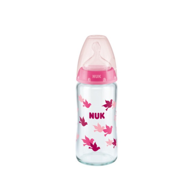 NUK ΜΠΙΜΠΕΡΟ F.C. PLUS ΓΥΑΛΙΝΟ 240ML (ΣΙΛΙΚΟΝΗ) TEMP. CONTROL ΡΟΖ