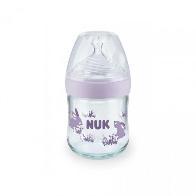 NUK ΜΠΙΜΠΕΡΟ NATURE SENSE ΓΥΑΛΙΝΟ TEMP. CONTROL 120ML ΣΙΛΙΚΟΝΗ ΛΙΛΑ