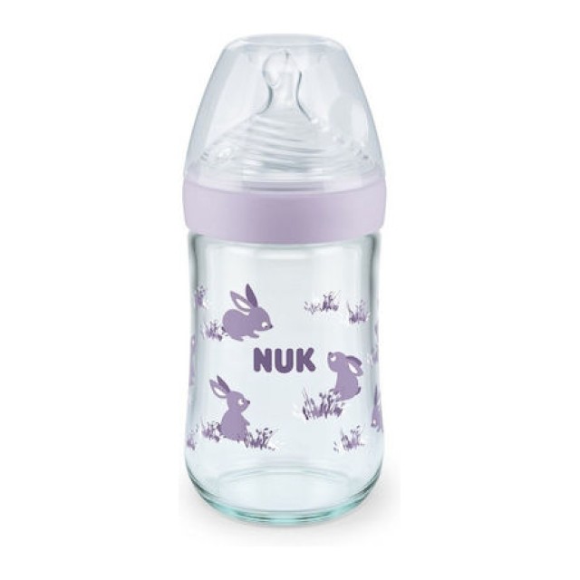 NUK ΜΠΙΜΠΕΡΟ NATURE SENSE ΓΥΑΛΙΝΟ TEMP. CONTROL 240ML ΣΙΛΙΚΟΝH ΛΙΛΑ