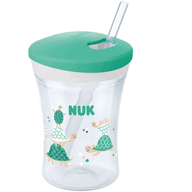 NUK ΠΟΤΗΡΙ EVOLUTION ACTIOΝ ΜΕ ΚΑΛΑΜΑΚΙ 12ΜΗΝΩΝ+ 230ML ΠΡΑΣΙΝΟ