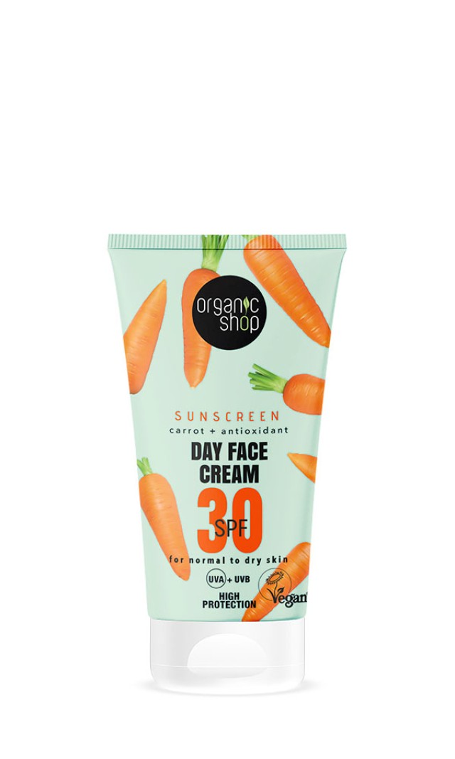 ORGANIC SHOP SUNSCREEN DAY FACE CREAM SPF30 CARROT ΚΑΝΟΝΙΚΟ&ΞΗΡΟ ΔΕΡΜΑ 50ml