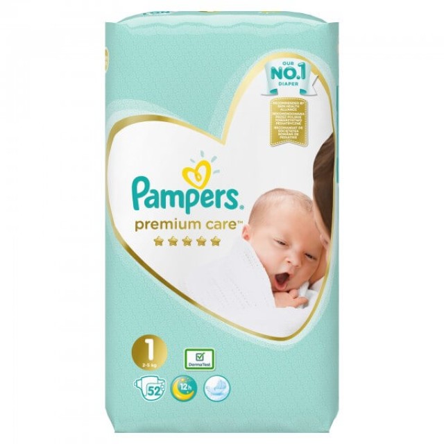 PAMPERS PREMIUM CARE NEWBORN NO 1 (2-5kg) *52ΤΜΧ