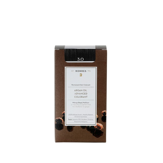 KORRES ARGAN OIL ΒΑΦΗ ΜΑΛΛΙΩΝ 3.0 ΚΑΣΤΑΝΟ ΣΚΟΥΡΟ