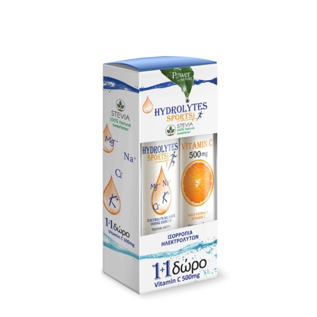 POWER HEALTH ΗΛΕΚΤΡΟΛΥΤΕΣ SPORTS STEVIA 20S+VIT C500MG 20S