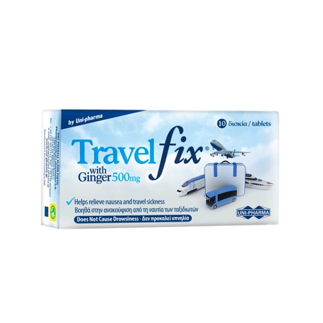 TRAVEL FIX WITH GINGER 500MG 10TABS